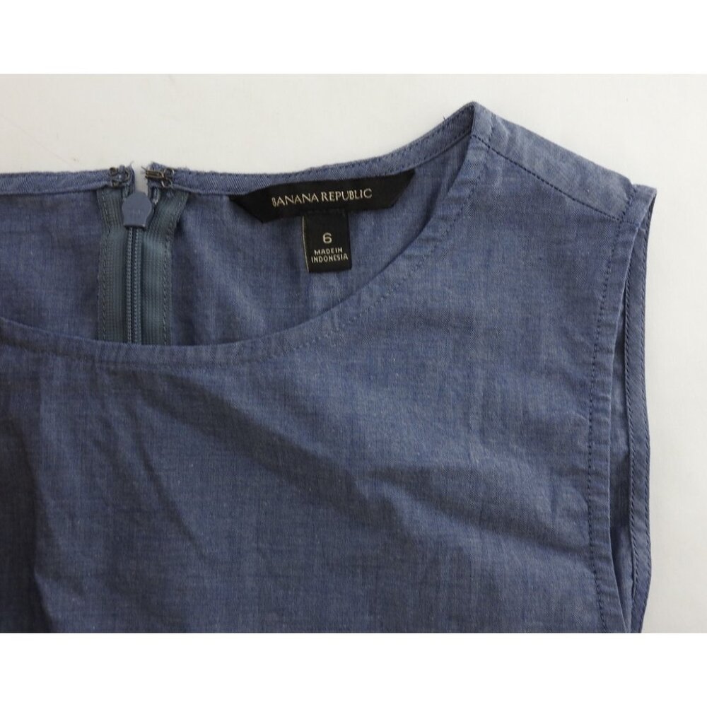 Banana Republic Blue Side Ruffle Women's Sleevless Chambray Size 6 Lightweight - Picture 4 of 5